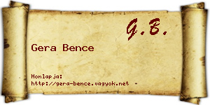 Gera Bence névjegykártya